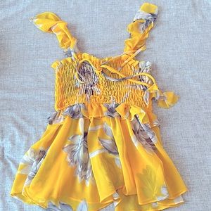 Misa Los Angeles Yellow Floral Flutter strap top Size XS